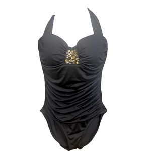 Jantzen One Piece Black Swimsuit Size 14